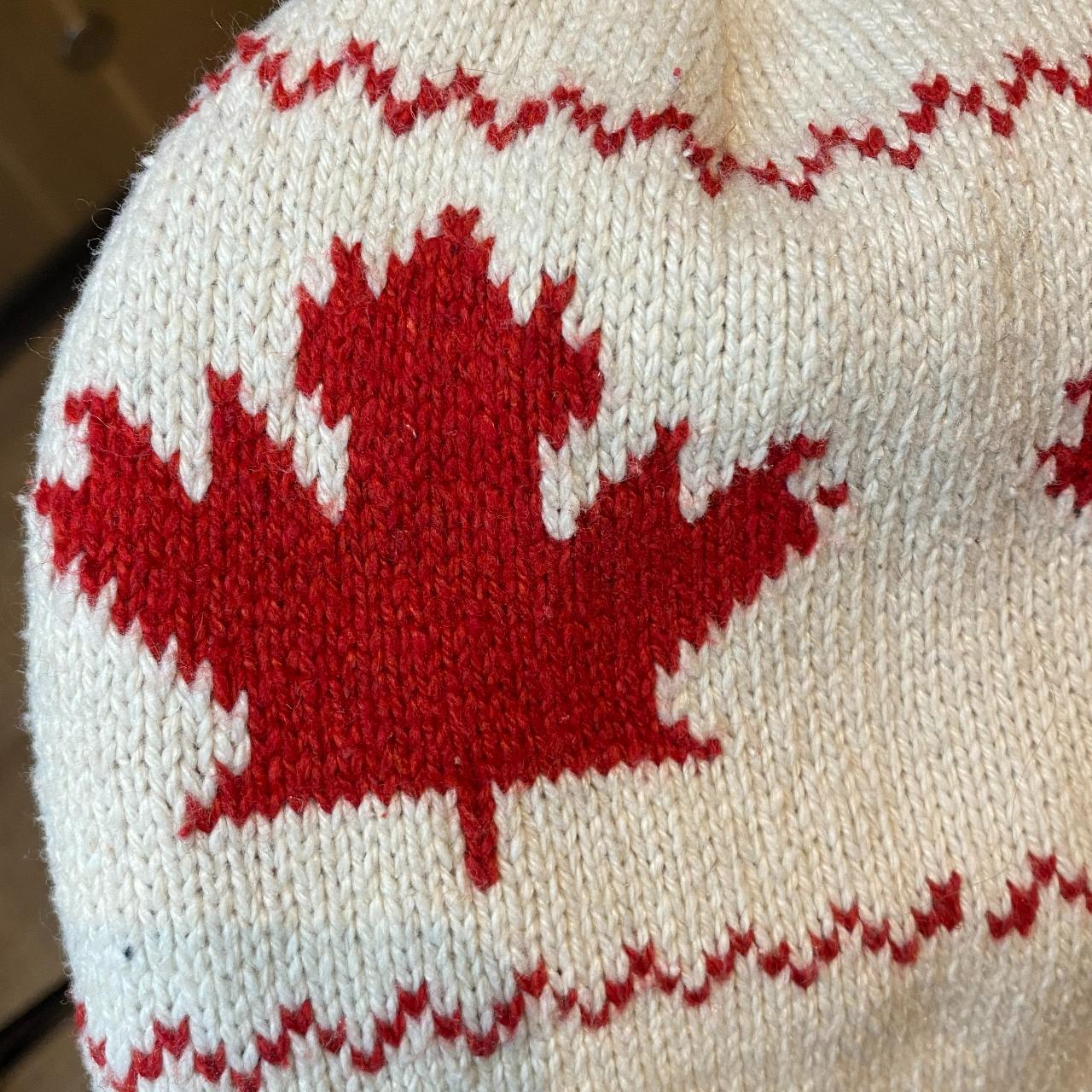 Canadian Maple Leaf White Toque Beanie. Winter... Depop