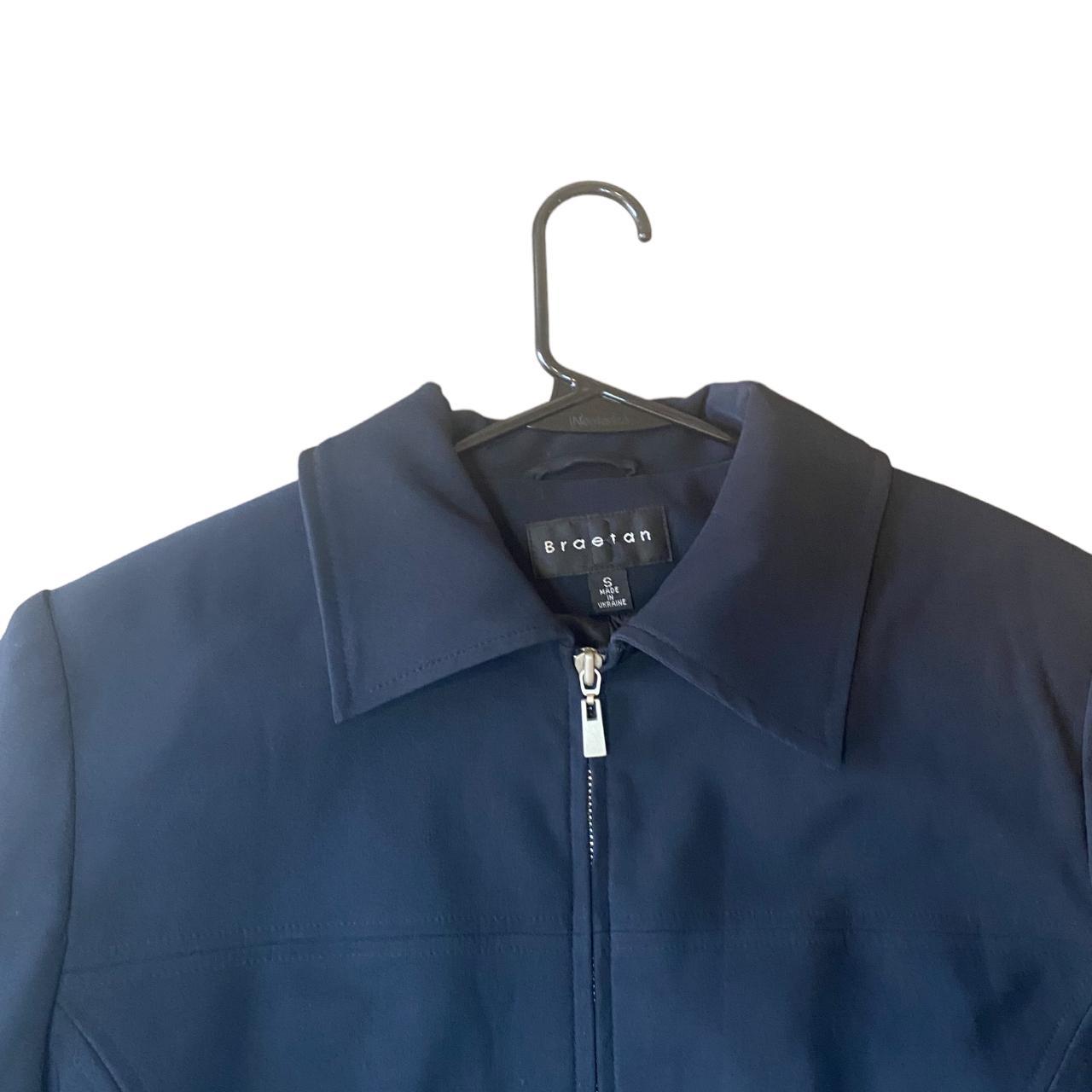 Womens Navy Blue Flowy Trench Coat by Braetan Size... Depop