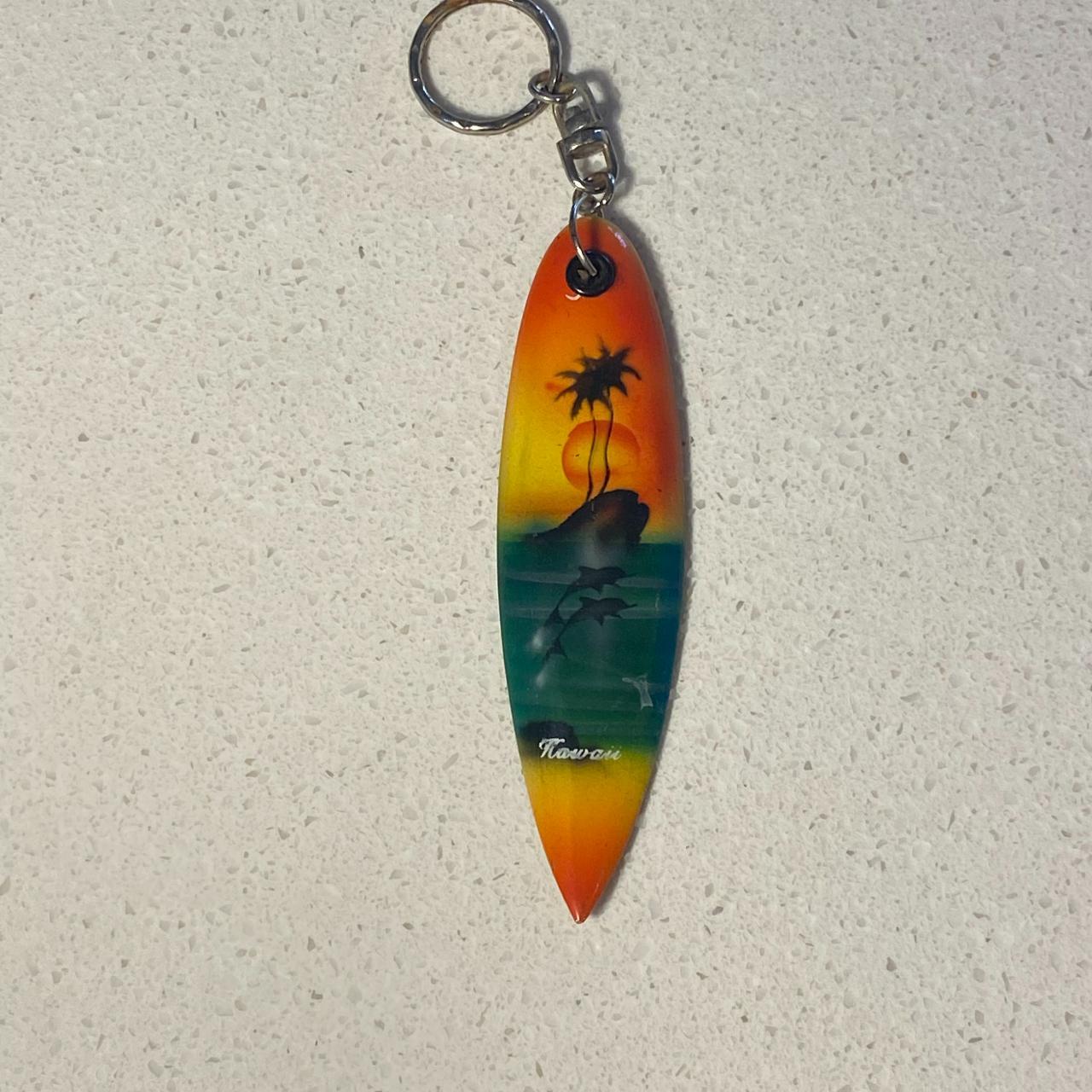 Hawaiian Wooden Surfboard Keychain Painted with... Depop