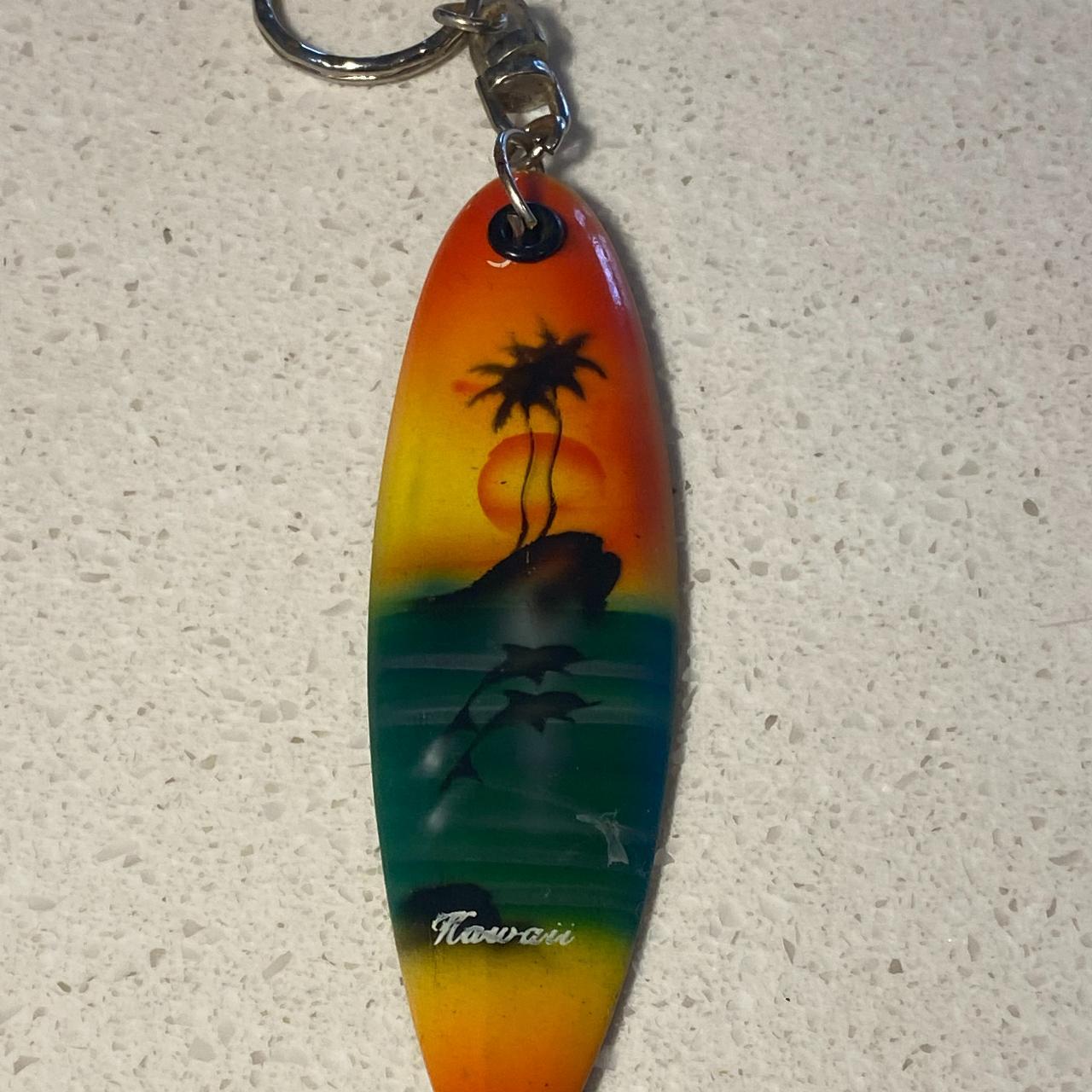 Hawaiian Wooden Surfboard Keychain Painted with... Depop