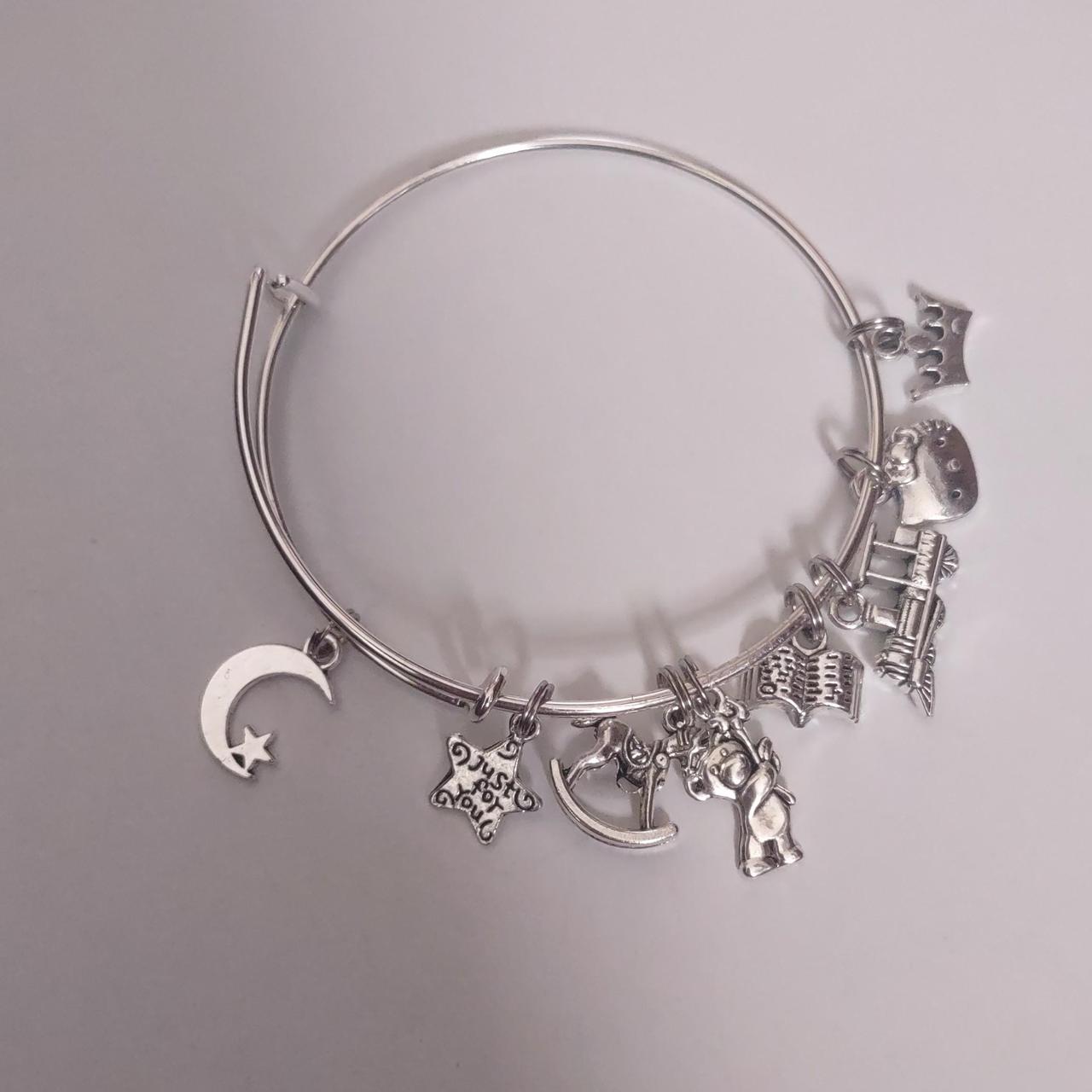 little girl silver charm bracelet handmade by... Depop
