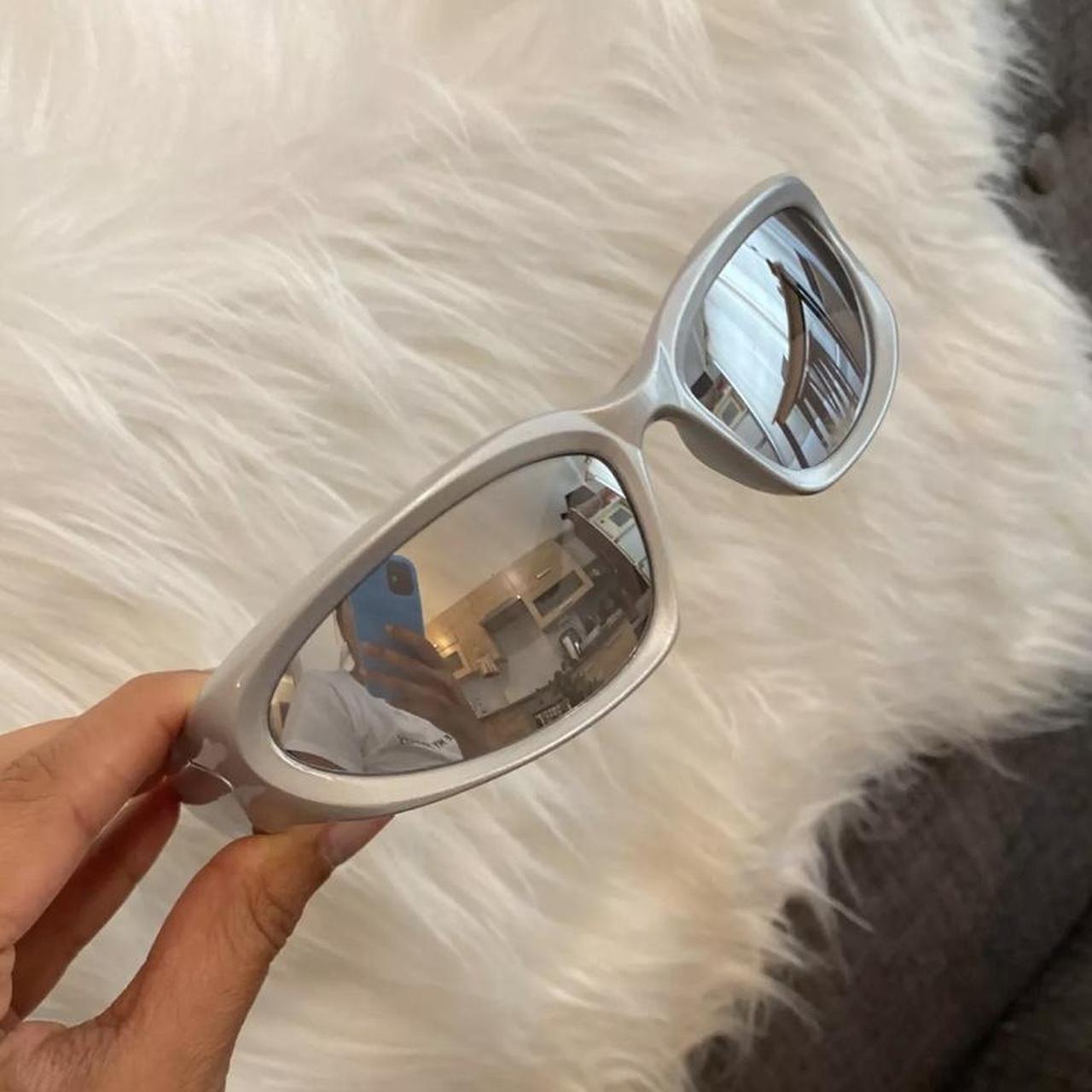 silver sport sunglasses Silver mirrored sunglasses... Depop