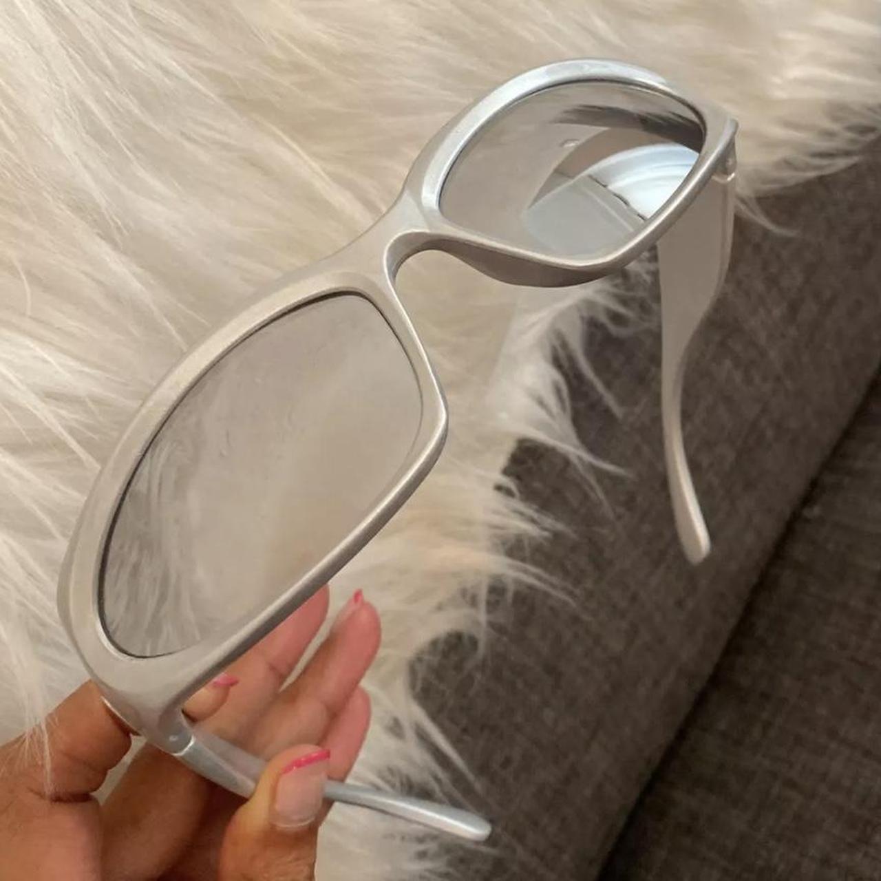 silver sport sunglasses Silver mirrored sunglasses... Depop