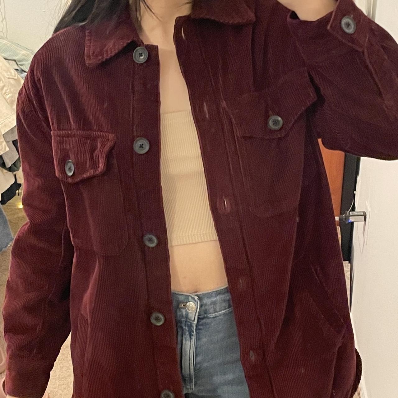 beautiful burgundy corduroy jacket lined with fleece. Depop