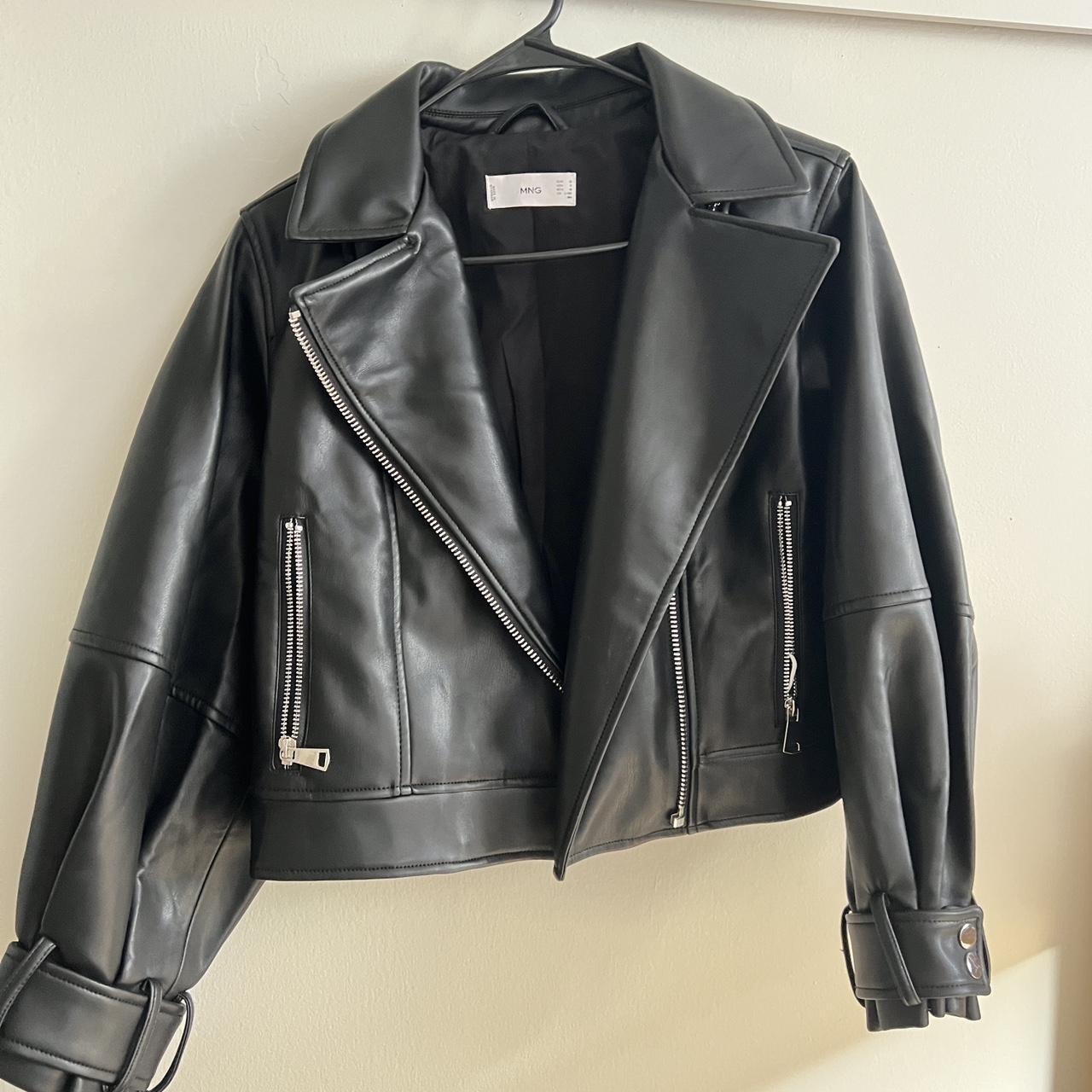 Black leather coat - Depop