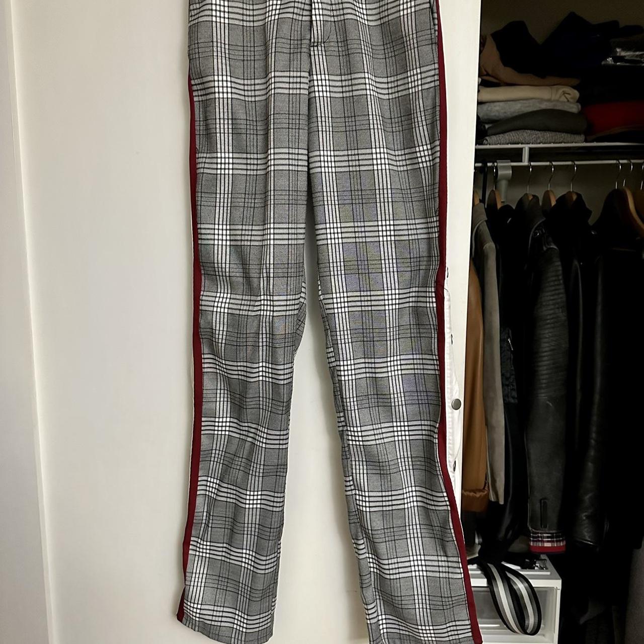 Lovers & Friends plaid track trouser with side snaps... Depop