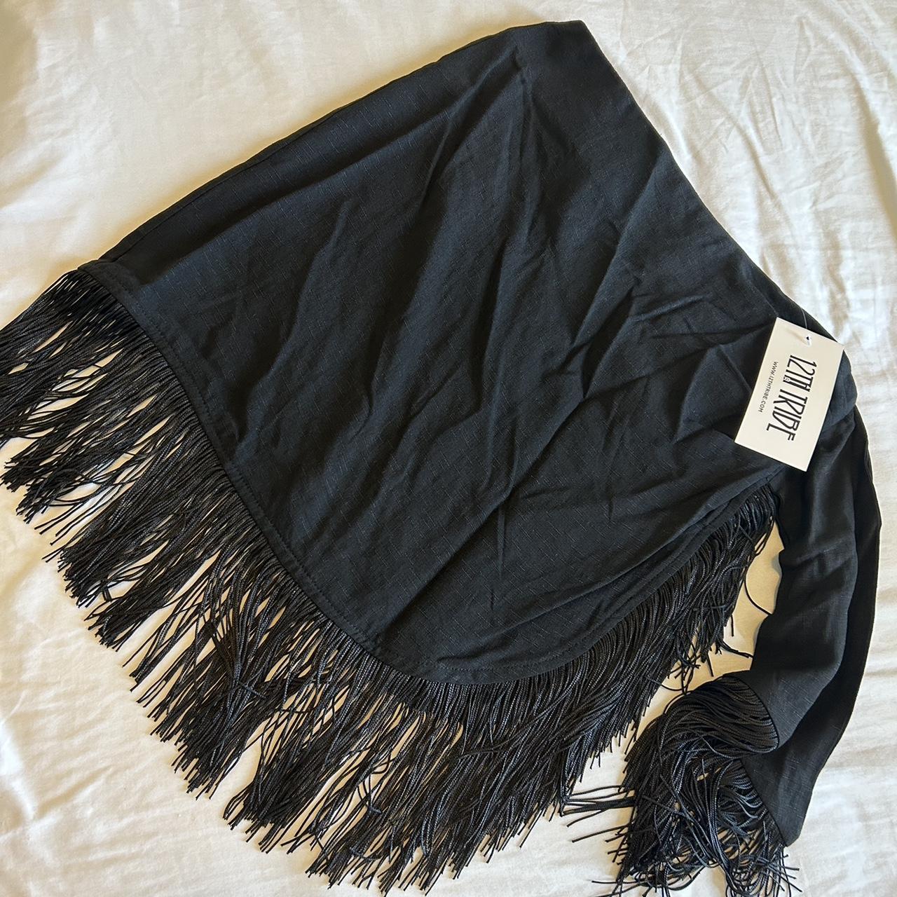 12th Tribe Black Fringe Skirt / size medium / NWT - Depop