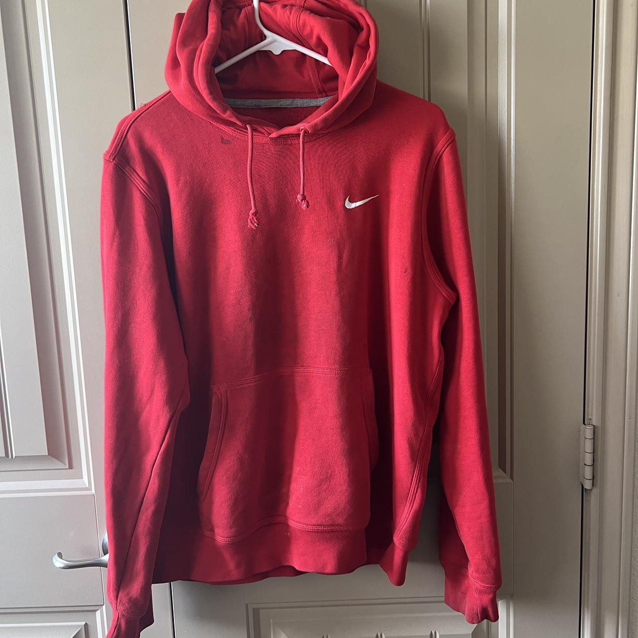 Red Nike Check Hoodie #red #nike #hoodie#nikehoodie - Depop