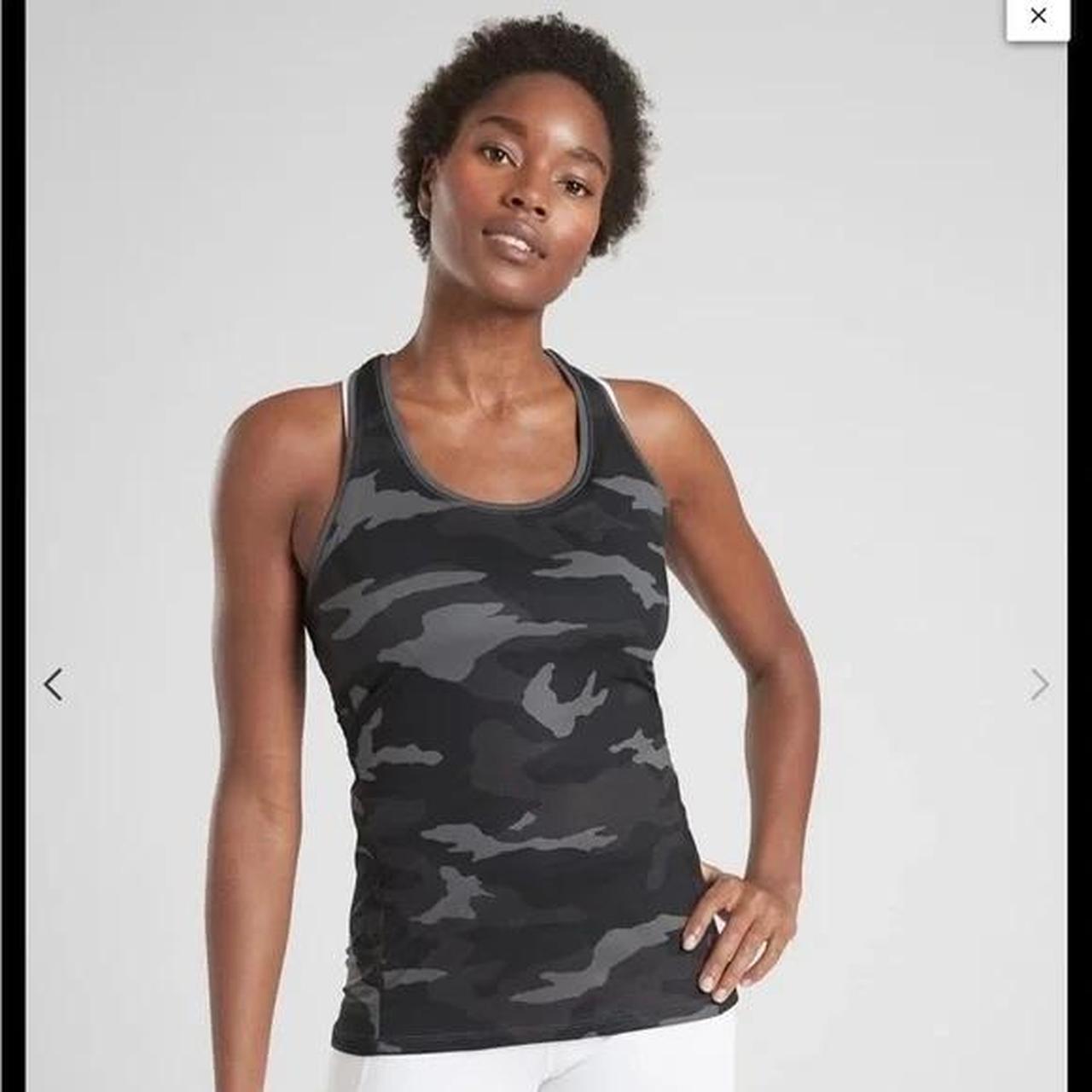 Athleta black and grey camo racer back tank top Depop