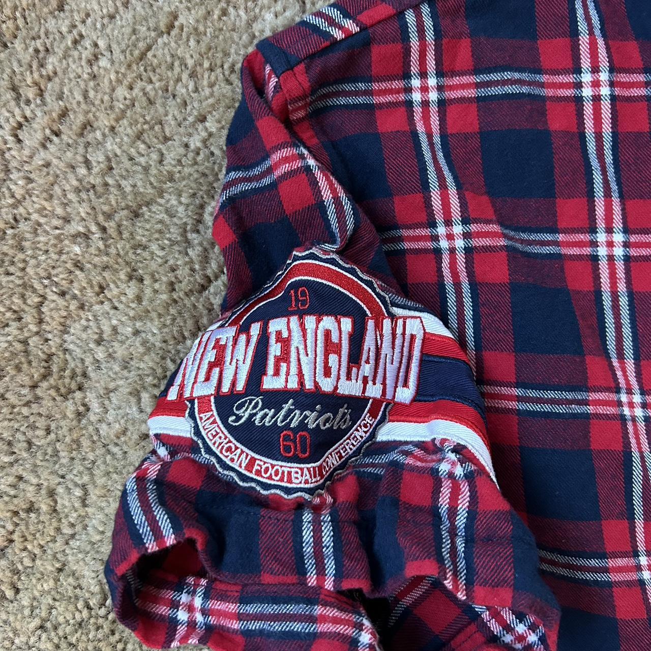 New England patriots, NFL plaid flannel shirt, short - Depop