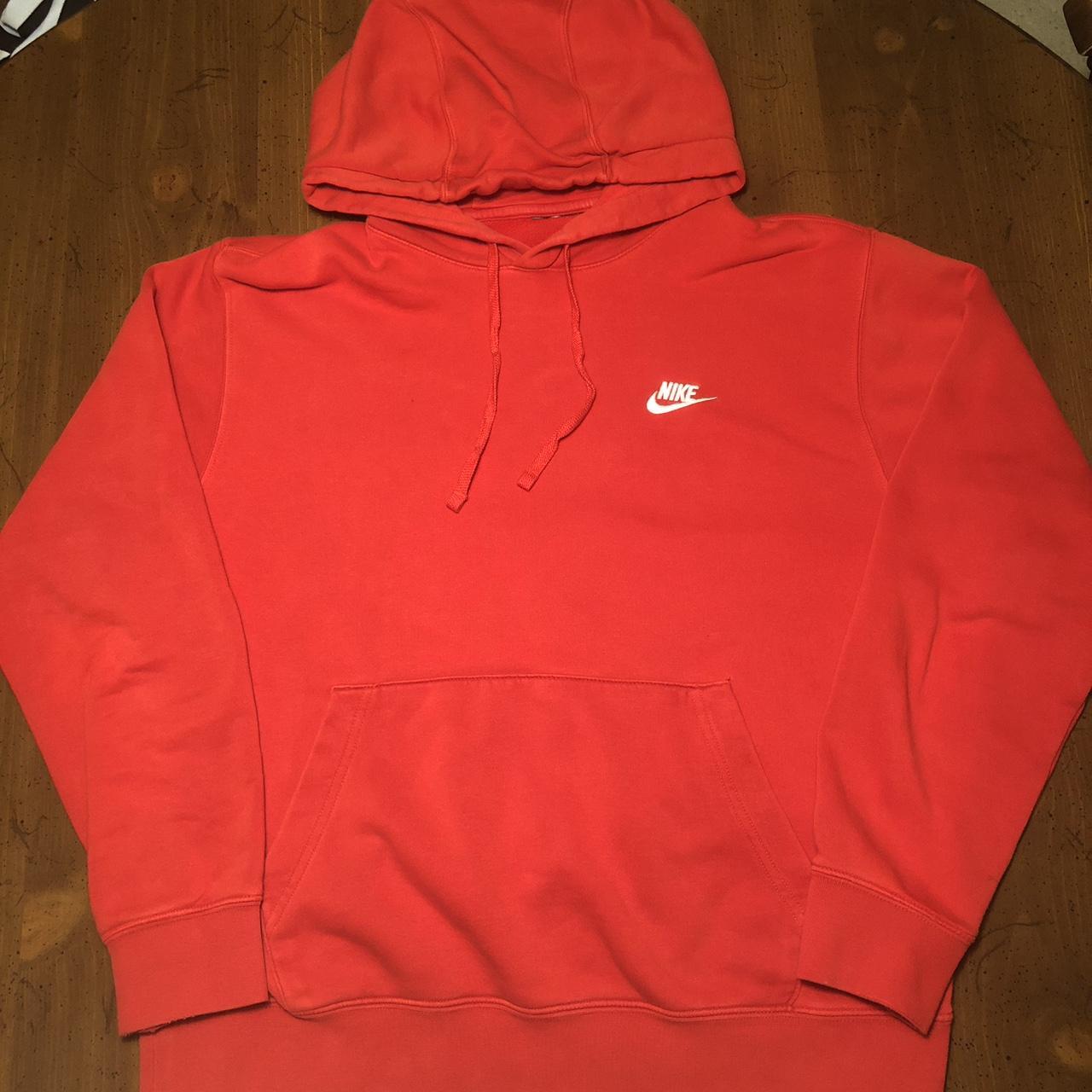 Nike Men's Red and White Hoodie | Depop