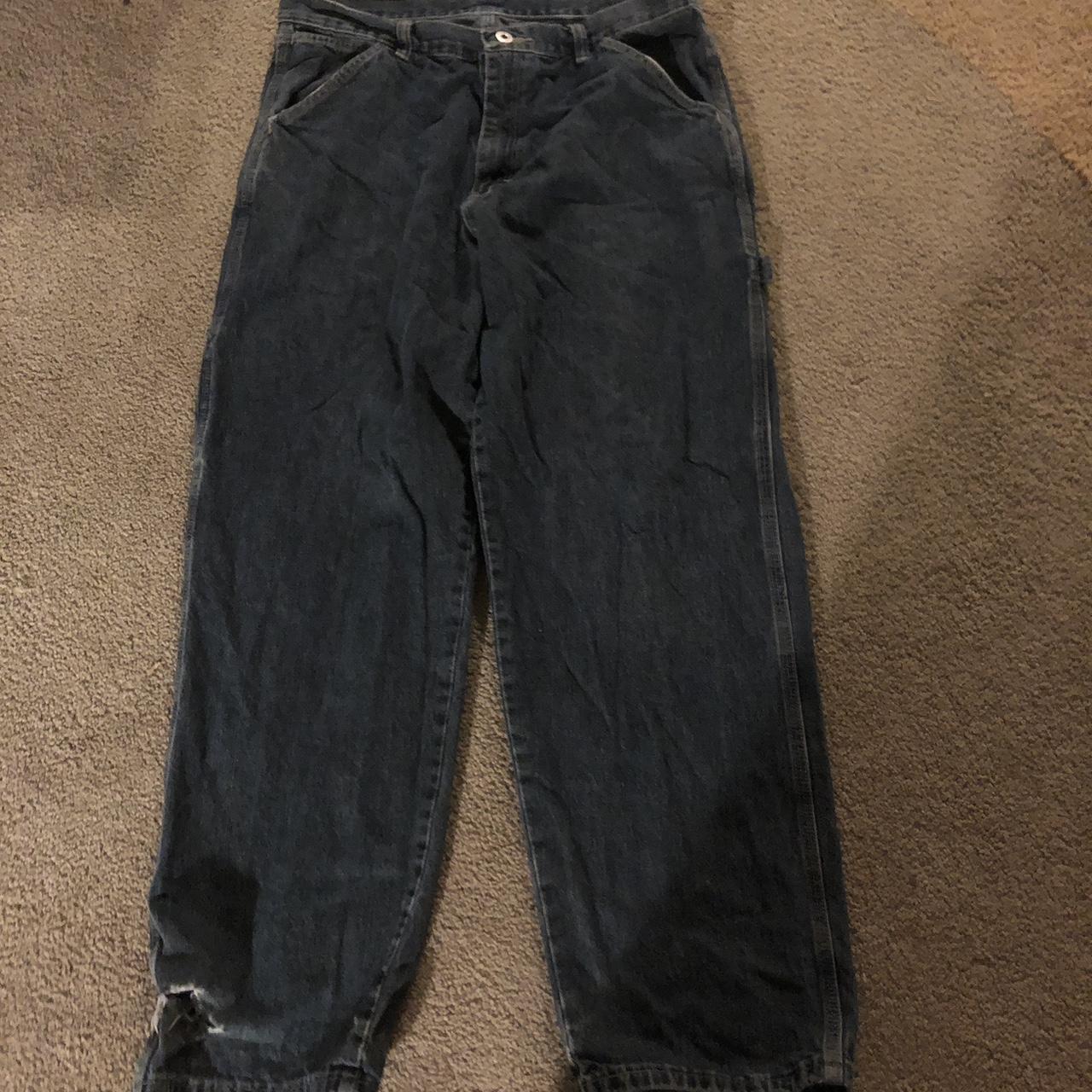 Baggy dark grey vintage wranglers. There is a whole... - Depop