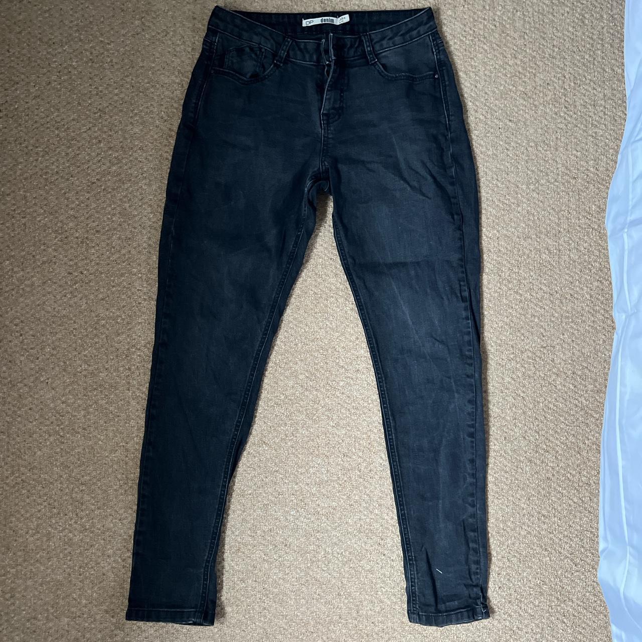 Black wash denim jeans Size Uk 14 - Depop