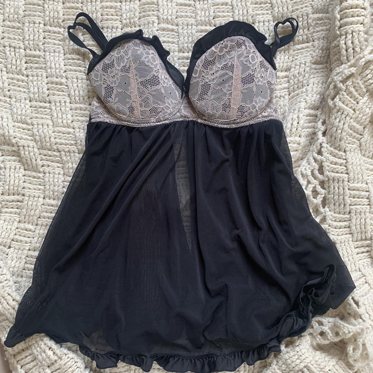 Jezebel black and white lace babydoll lingerie - Depop