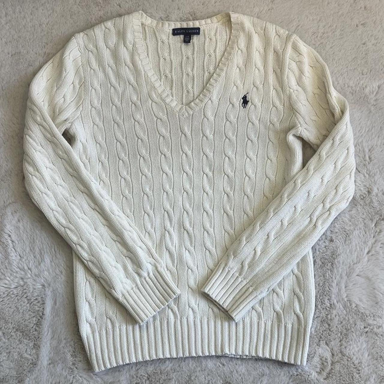 White cable knit sweater hotsell ralph lauren