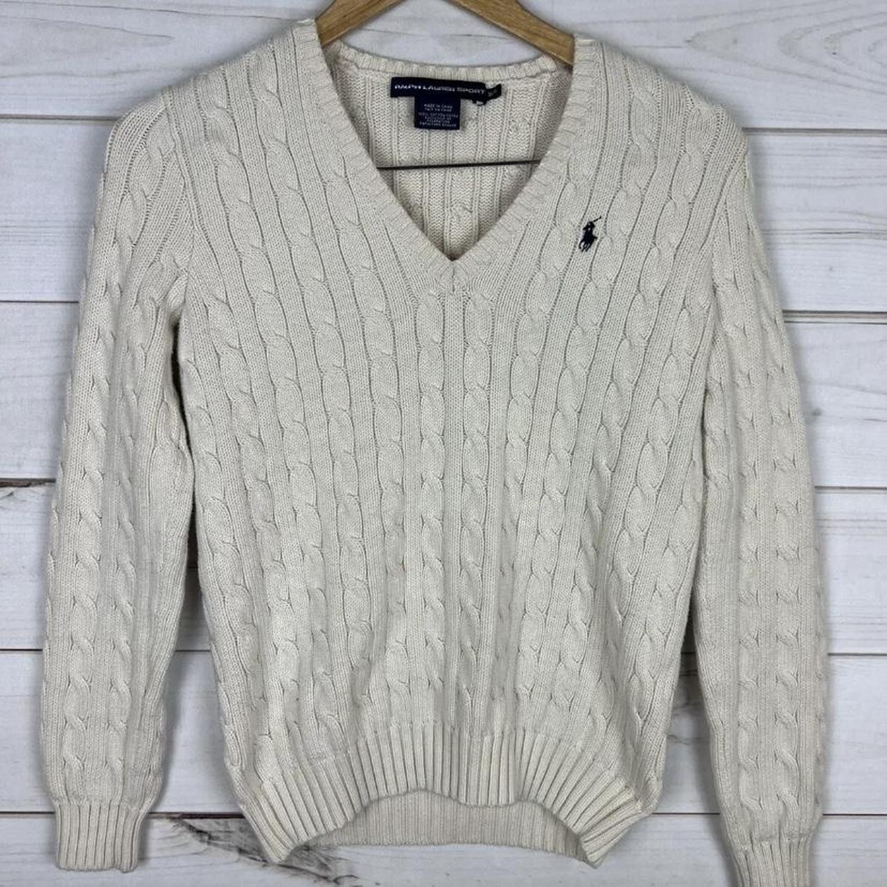 Ralph Lauren Sport Sweater Womens Ivory Cable Knit... - Depop
