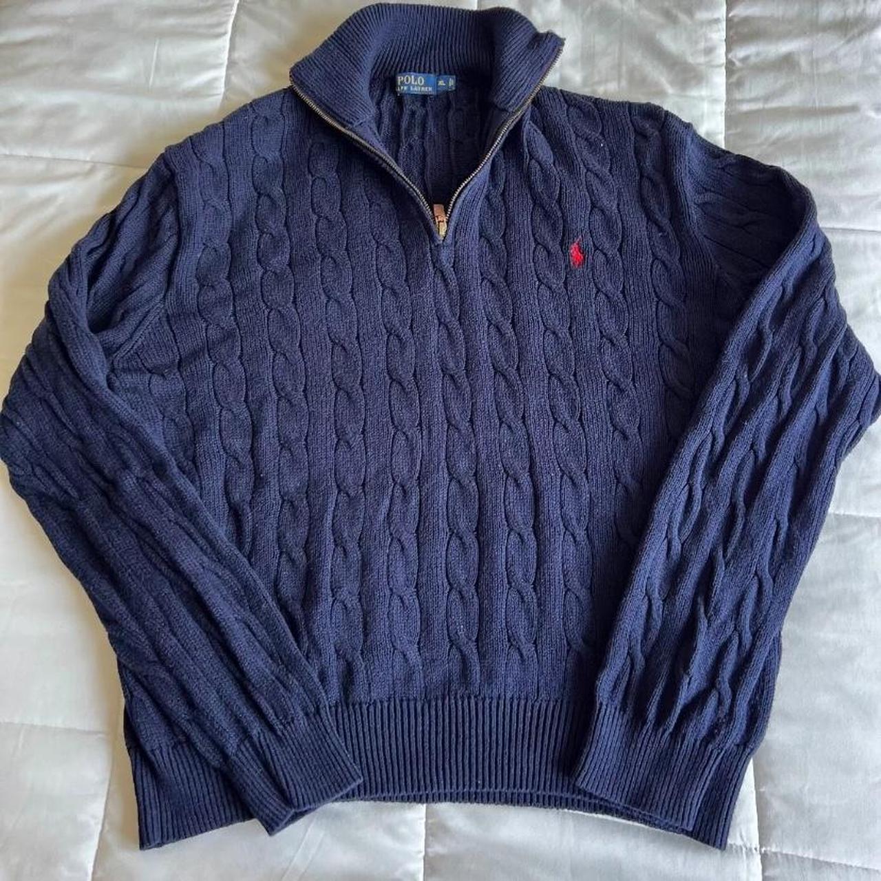 Polo Ralph Lauren Cable Knit Quarter Zip Sweater XL | Depop