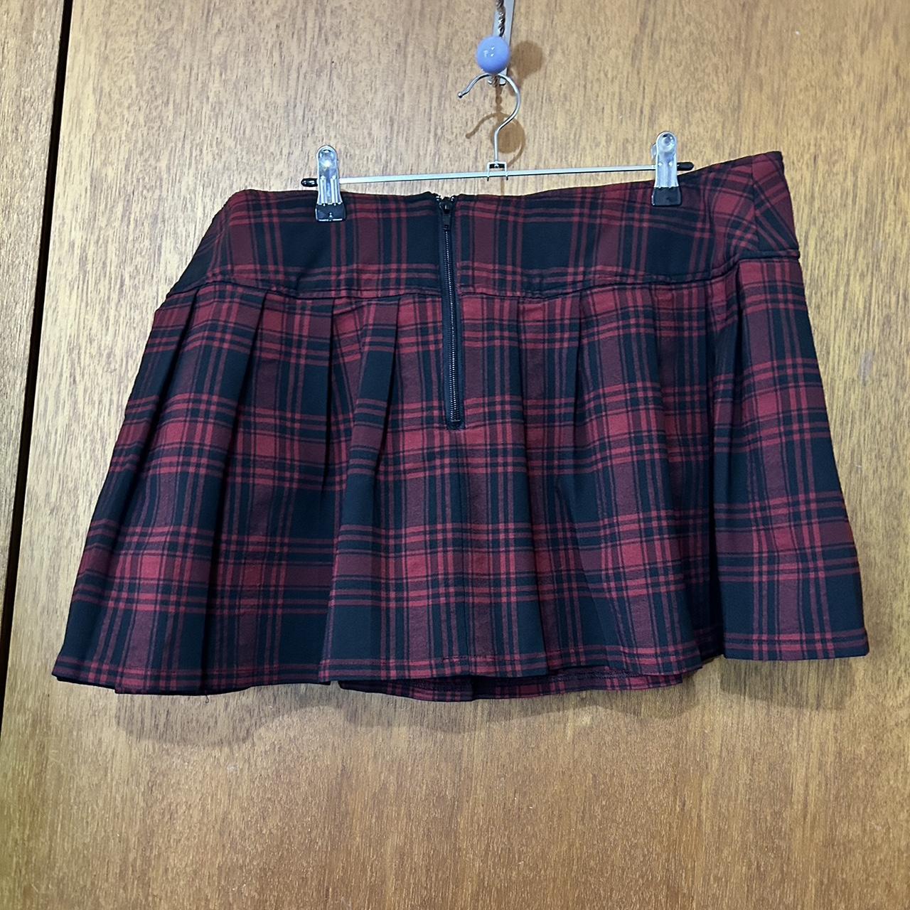 Killstar mini red plaid skirt in size 3XL suitable... - Depop