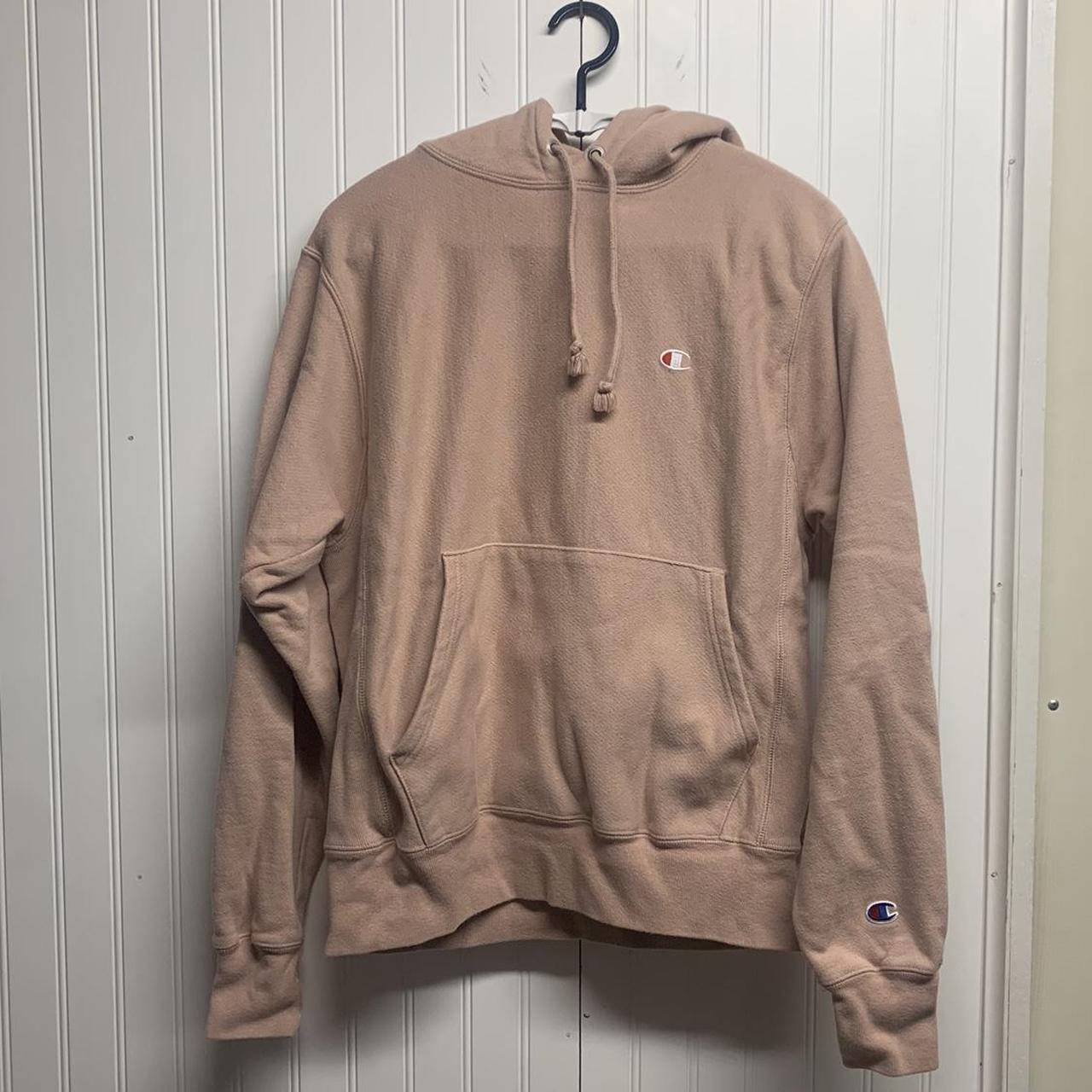 Pink brown and white champion hoodie cheap