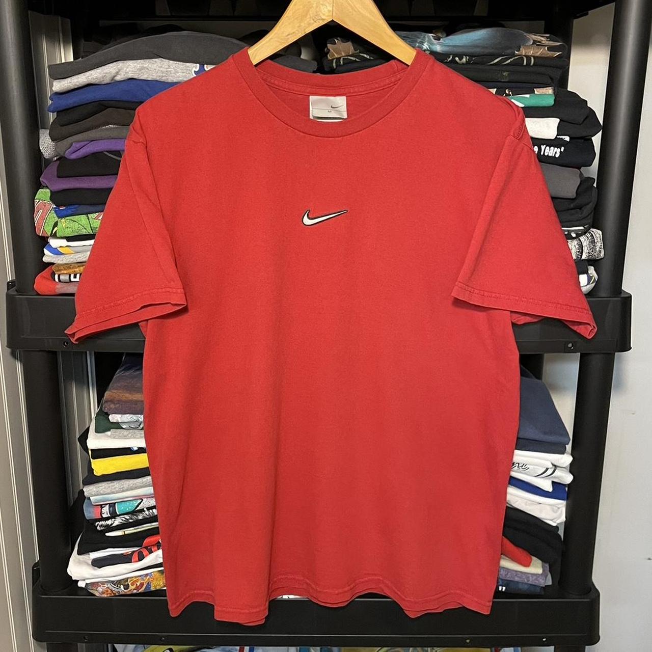 Nike Men's Red and Silver T-shirt | Depop