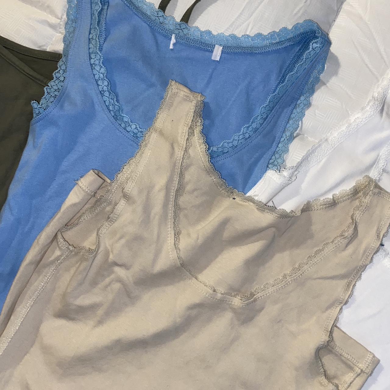 Tank top singlet bundle! H&M. Green. White, cream,... Depop