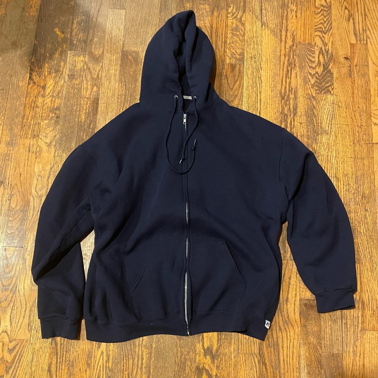 Navy blue Russell Zip up condition is... - Depop