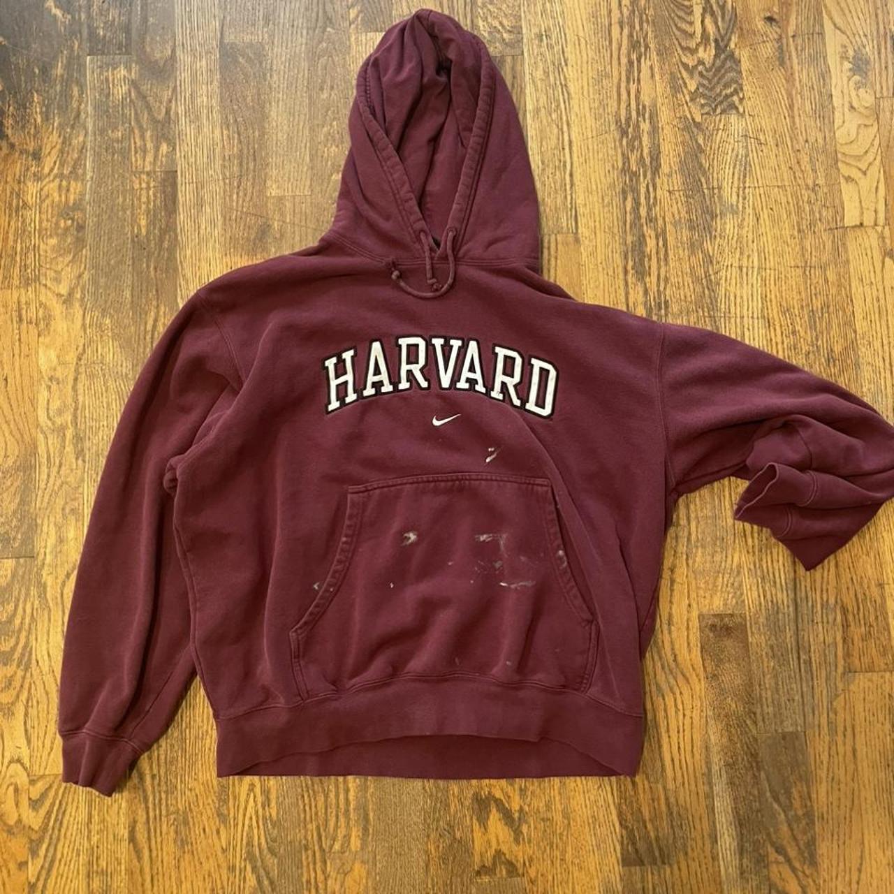 Maroon Harvard center swoosh hoodie Size L -chest... - Depop