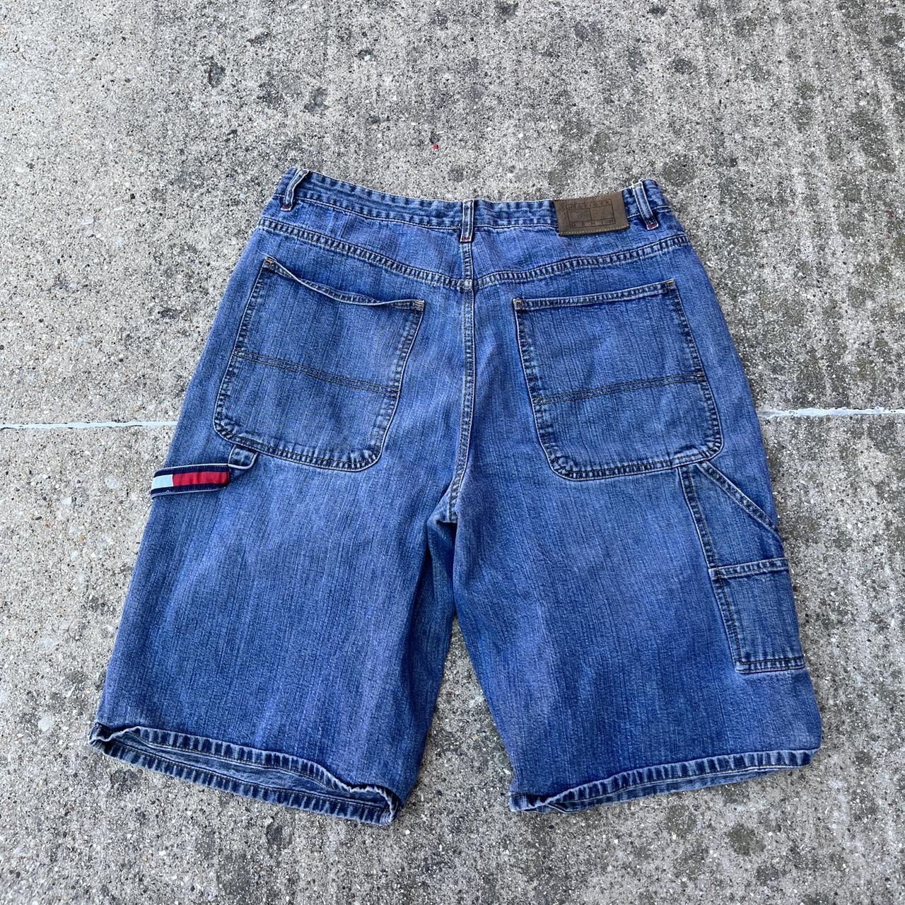 Vintage Hilfiger Denim Carpenter Jhorts Jean Shorts... - Depop