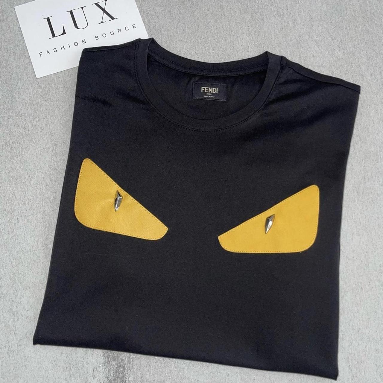 Fendi Men's Black and Yellow T-shirt | Depop