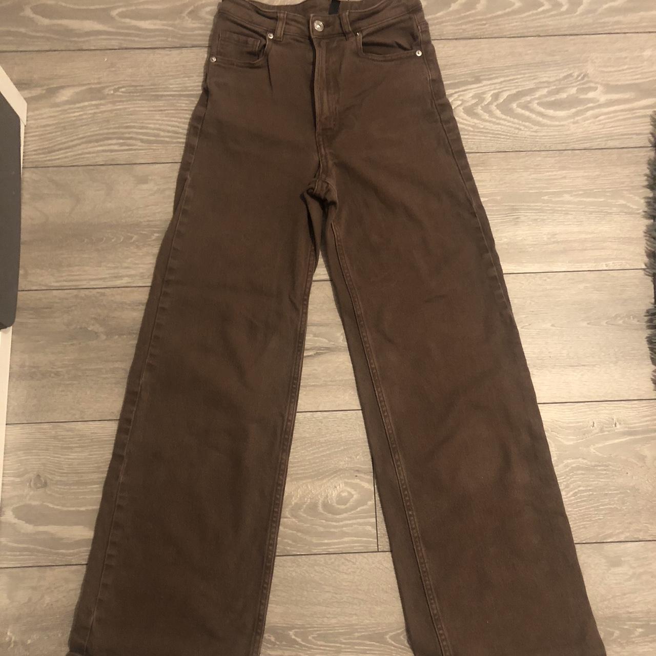 Brown H&M high waist flared jeans - Depop