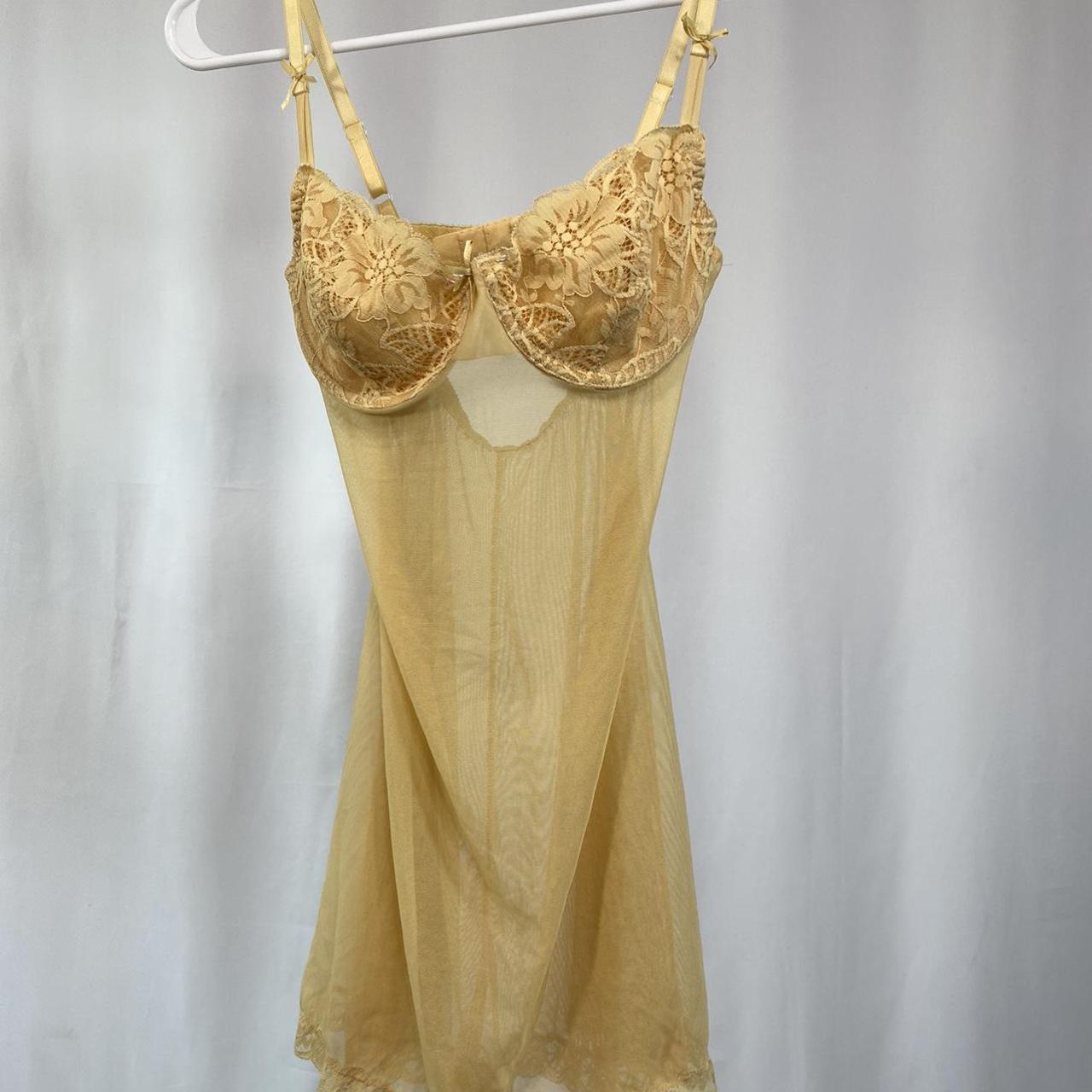 victoria's secret yellow sheer lingerie slip dress Depop