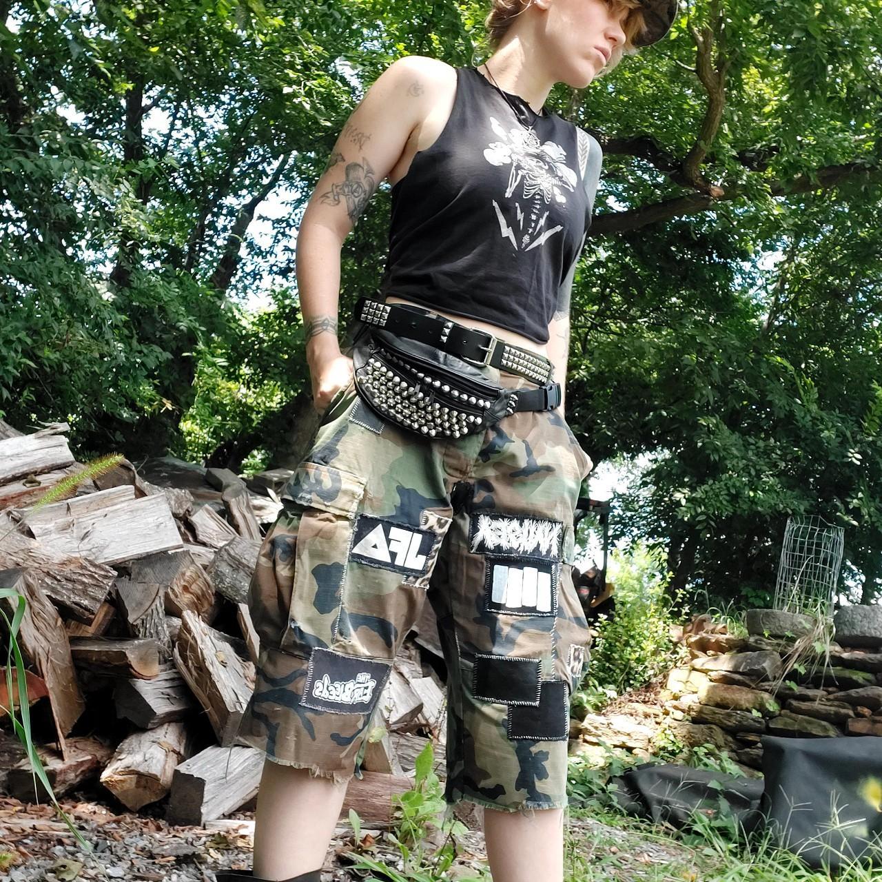 Camo Crust Shorts DIY PUNK CAMO PATCH SHORTS Sz M