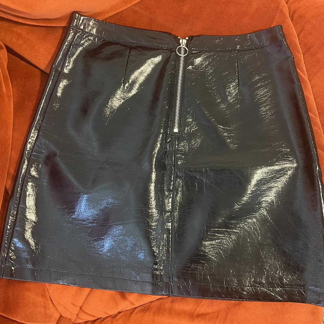 Vintage black vinyl high waisted mini skirt