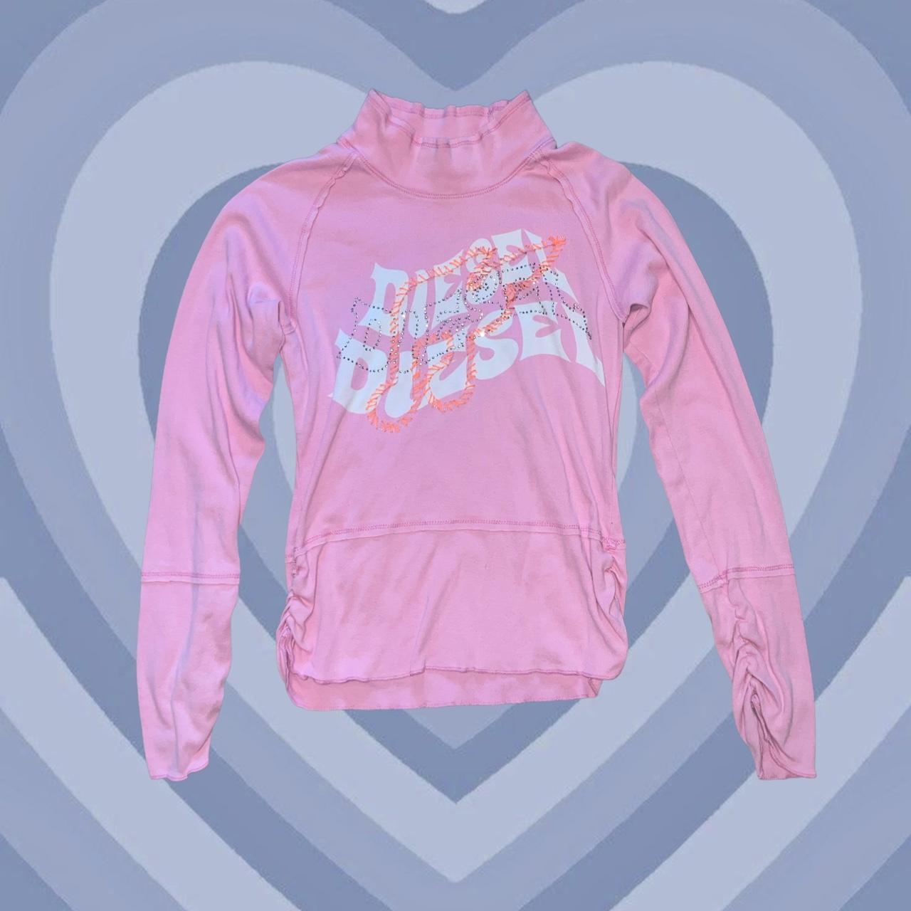 pink diesel longsleeve top diesel graphic text... Depop