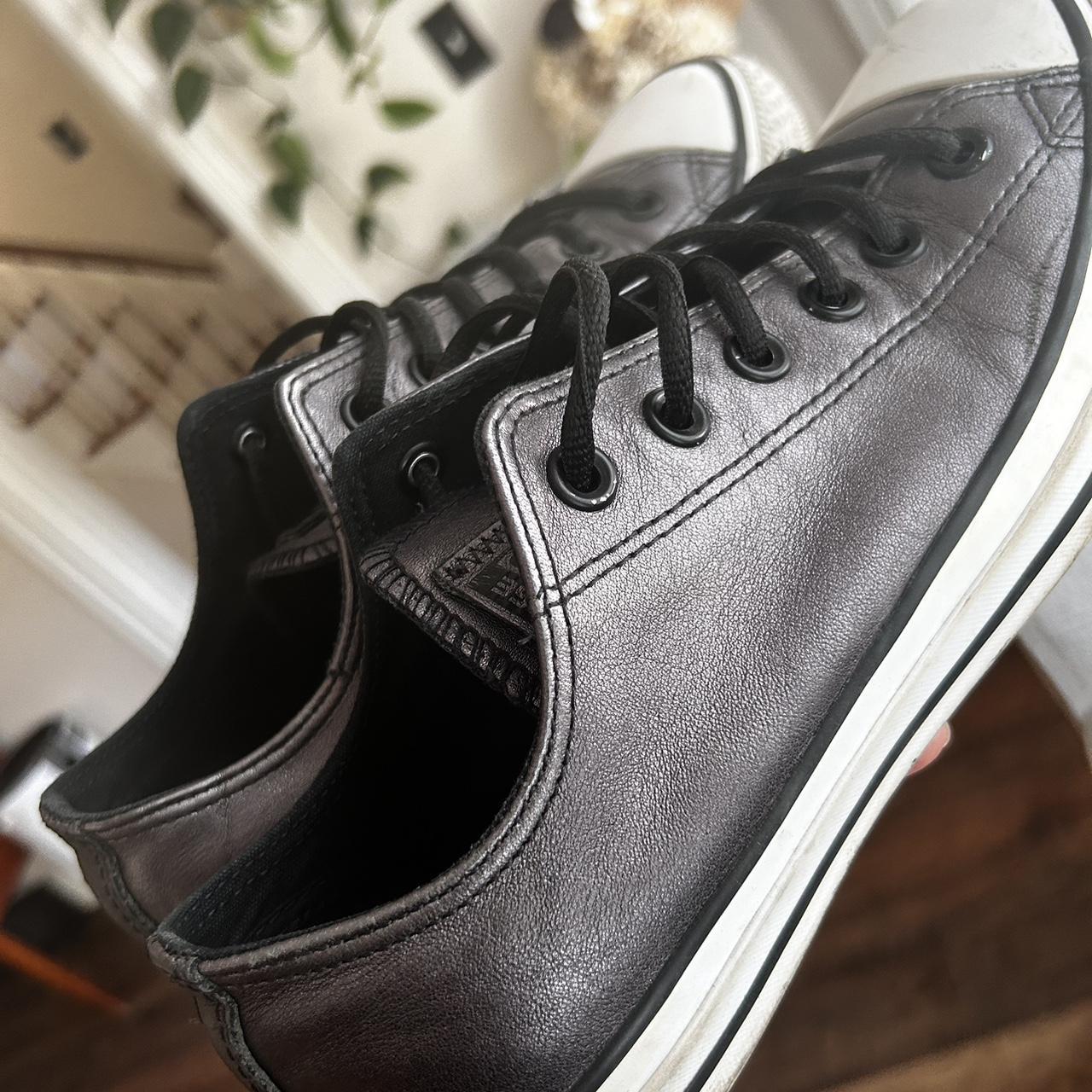 Converse pewter grayish leather low tops size. Depop