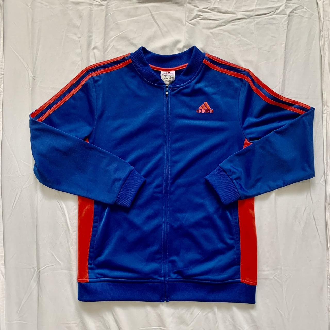 Adidas Blue and Red Jacket Depop