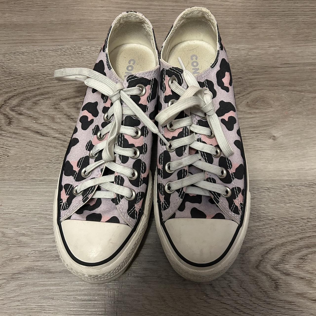 super cute cheetah print platform converse!! super... - Depop