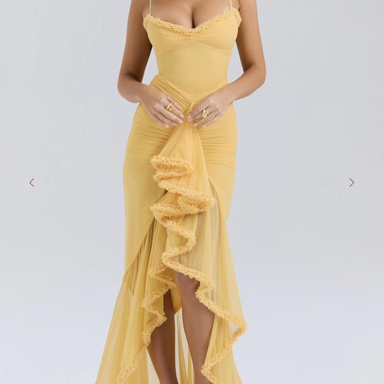 House of CB Gabbi Dress in Yellow size: XS Depop