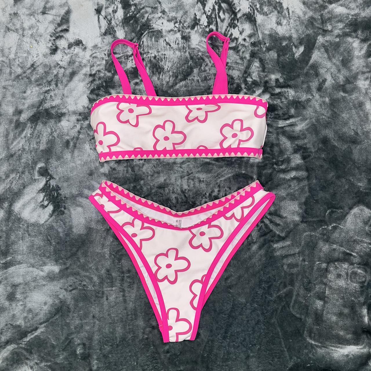 Pink And White Shein Bathing Suit Size Small Never Depop