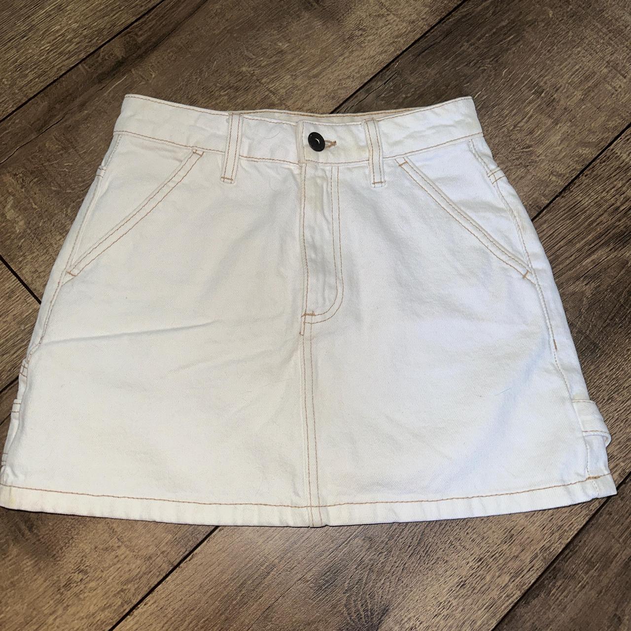 cotton on white denim cargo style mini skirt