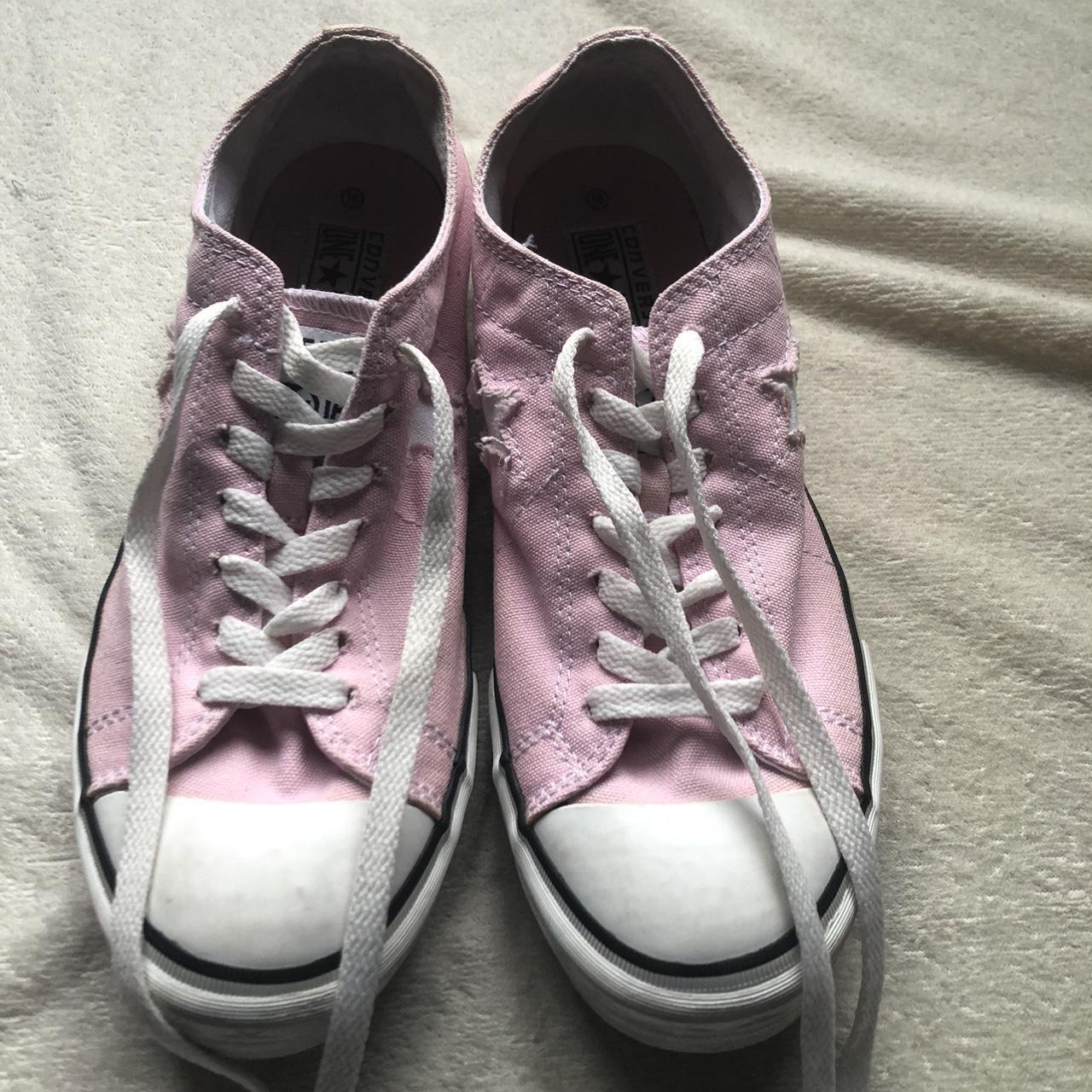 baby pink low top converse! one star design and... - Depop