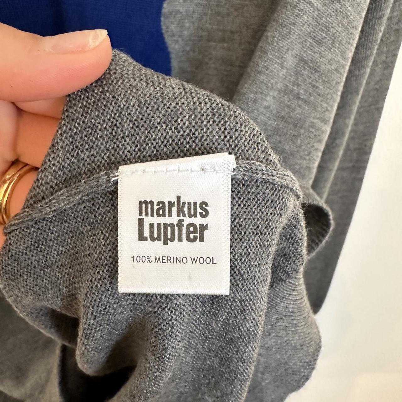 Markus Lupfer Wool Blend Pleated Layered Hem Designer Gray 2024 Sweater