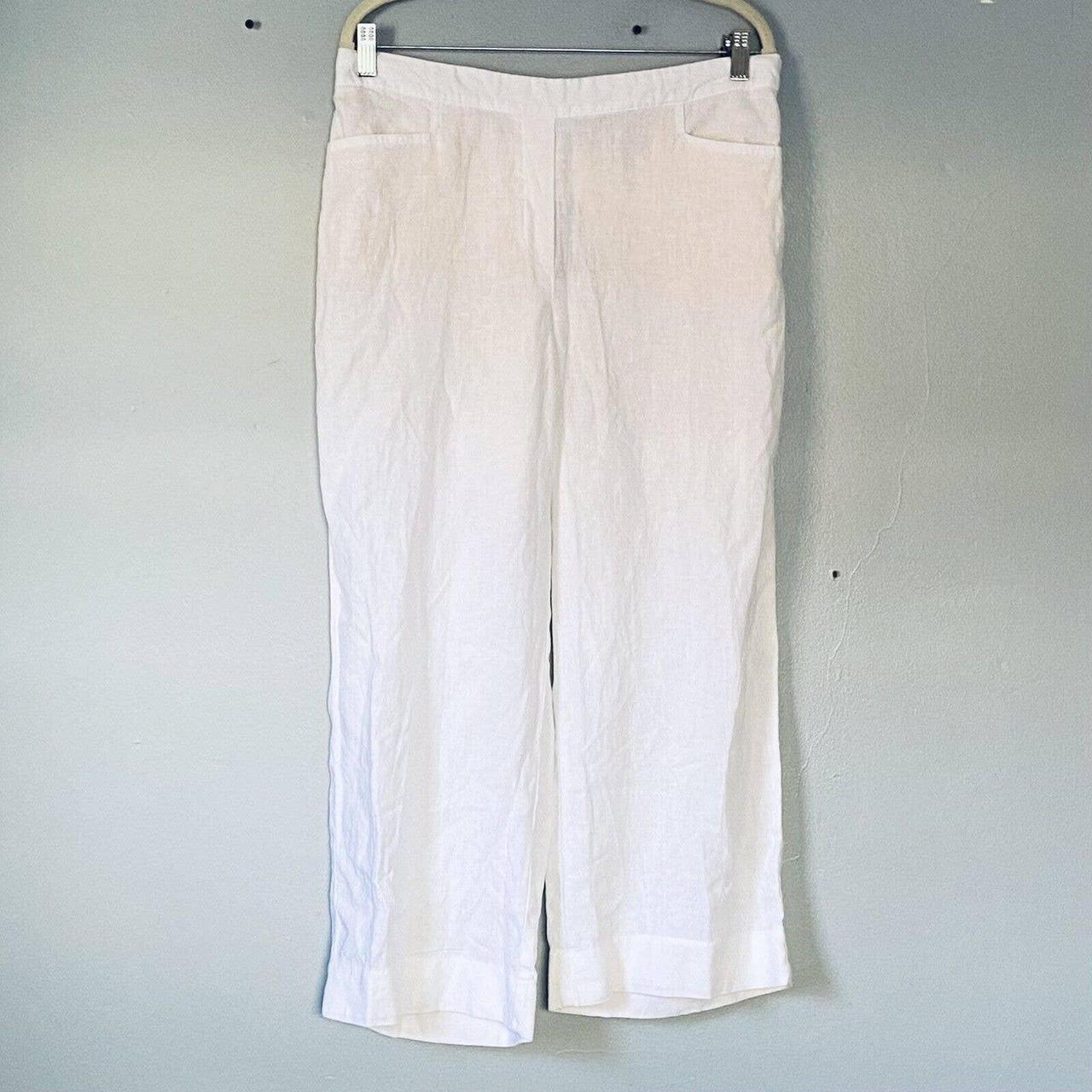 J. JIll Pants Size Medium White Love Linen Wide Leg - Depop