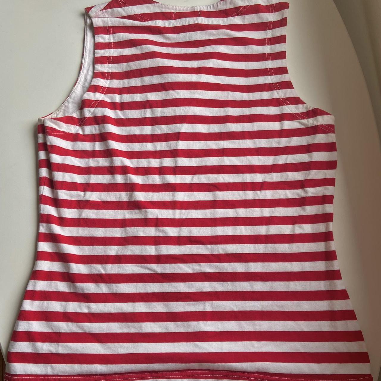 Women's Red and White Vest | Depop