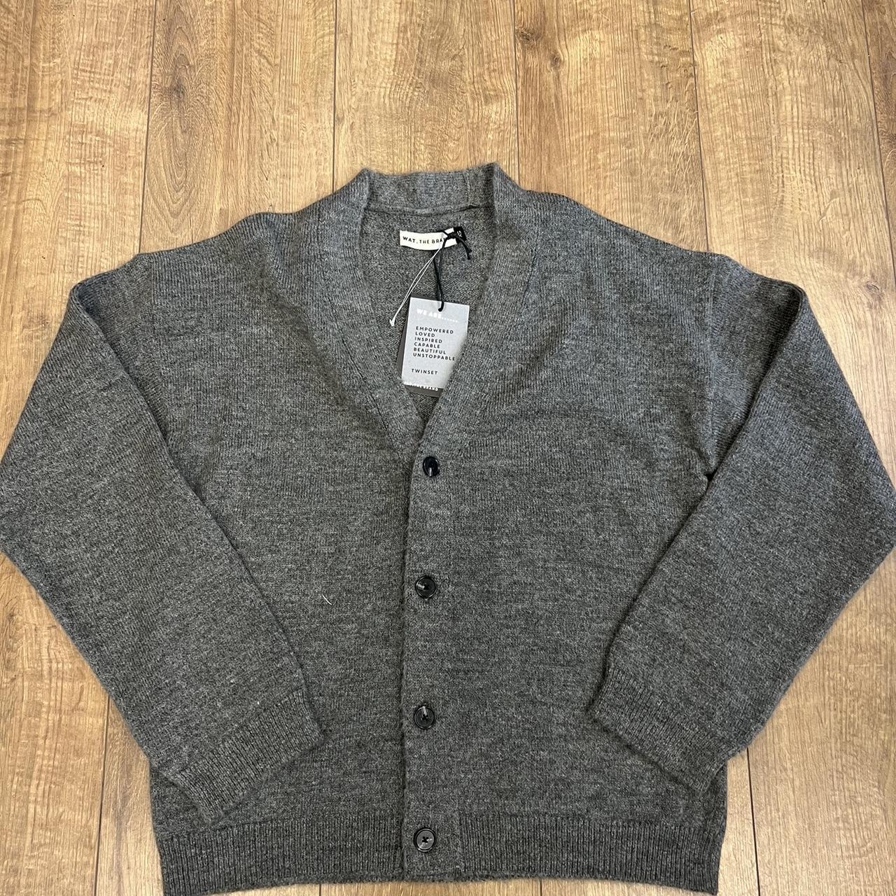 WAT THE BRAND SAMPLE Grey V Neck Relaxed Fit Cardigan - Depop
