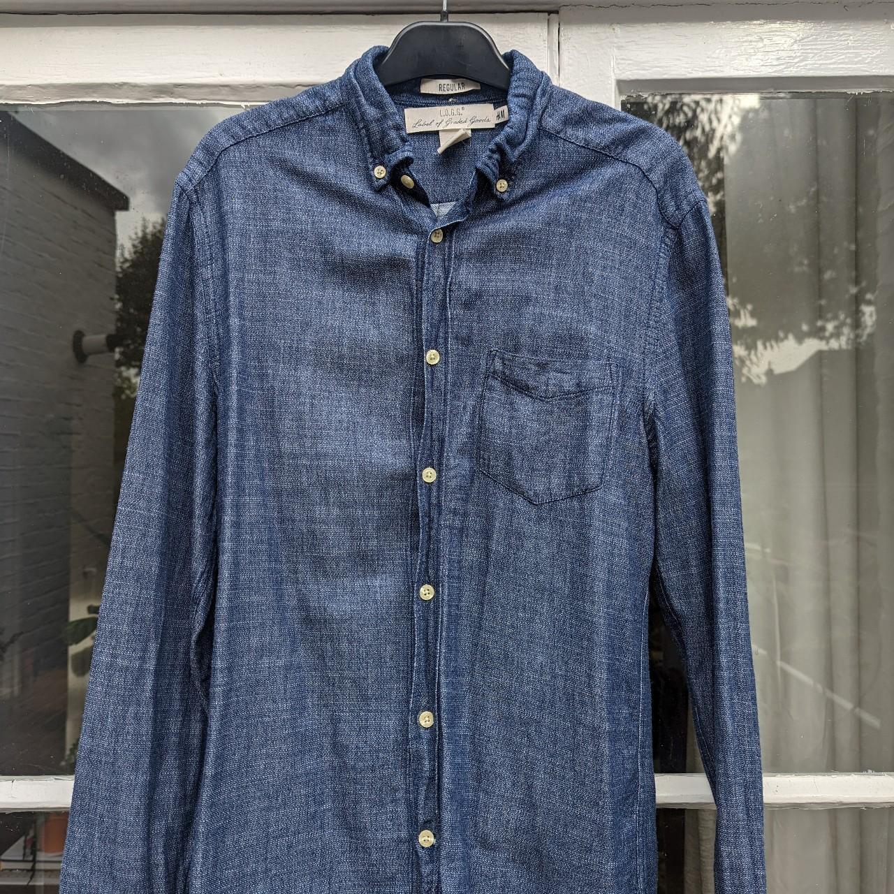 H&M Blue Cotton Casual Shirt Regular Fit Great... - Depop