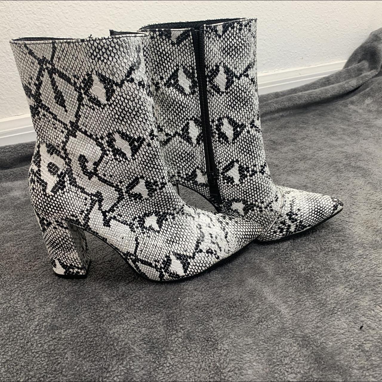 snakeskin ankle booties