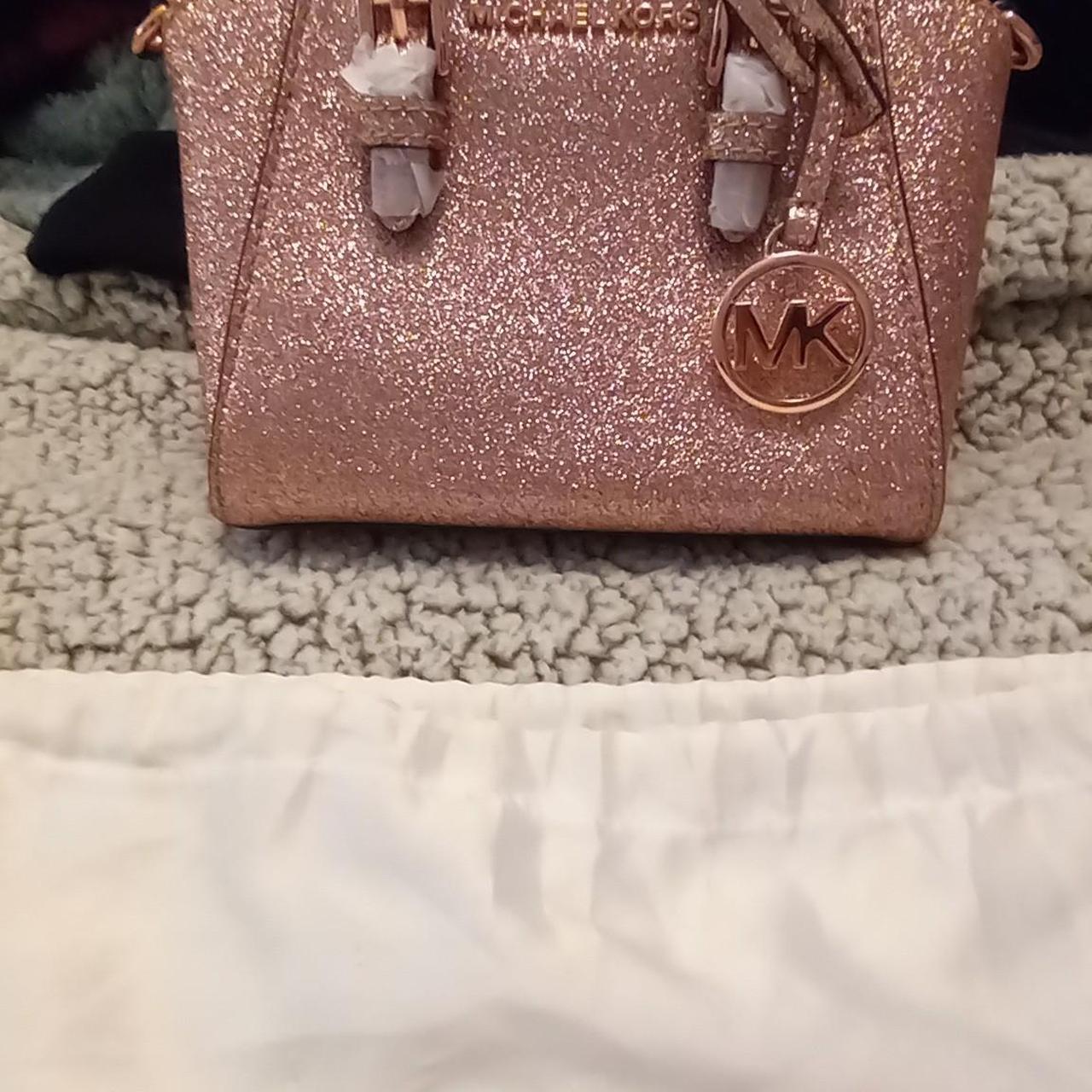 Michael Kors Rose Gold Glitter Small Crossbody New. Depop