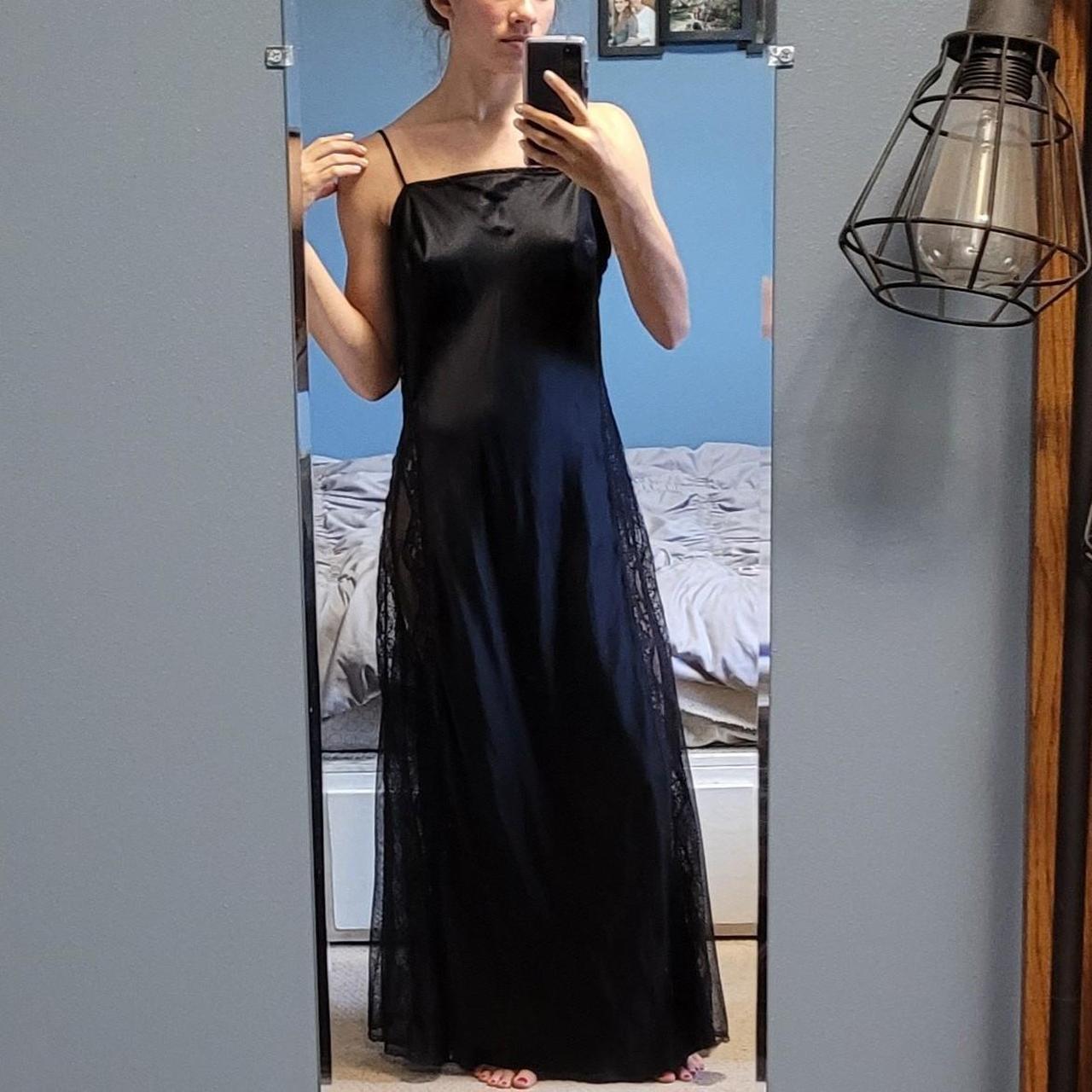 Black silk long slip