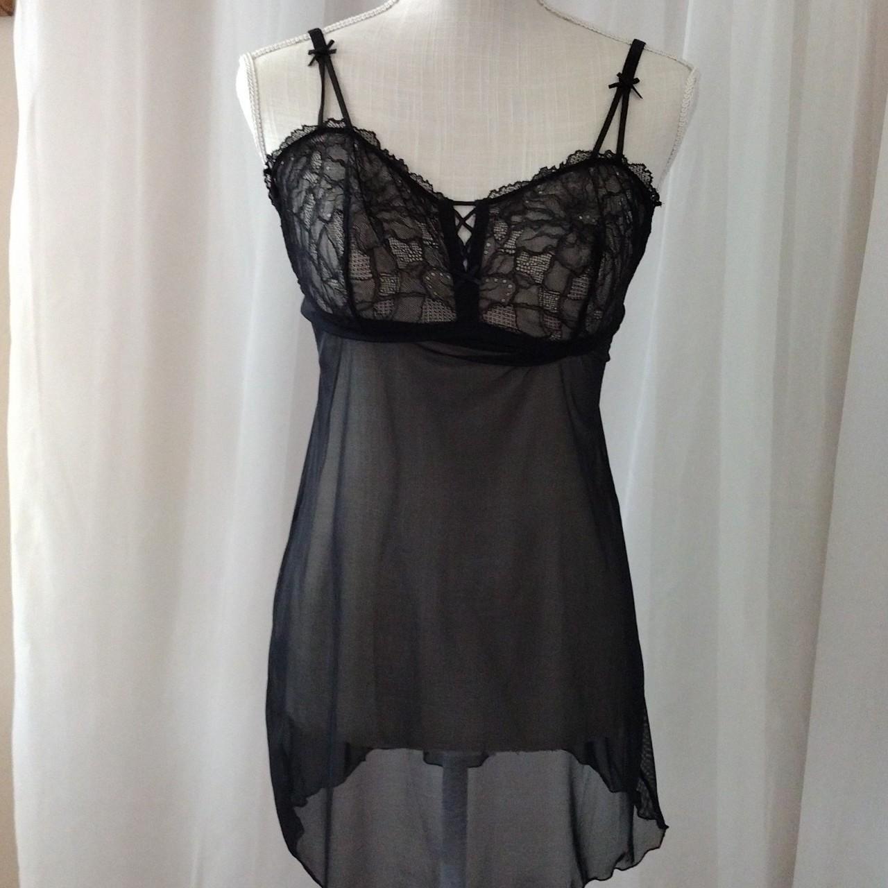 B.tempted Slip Dress Nightie Lingerie. Size M. Black... - Depop